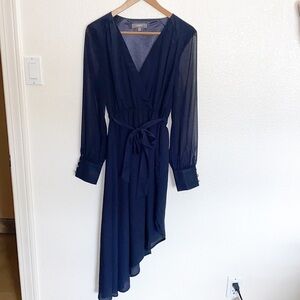 Umgee Navy Blue Asymmetrical Long Sleeve Dress